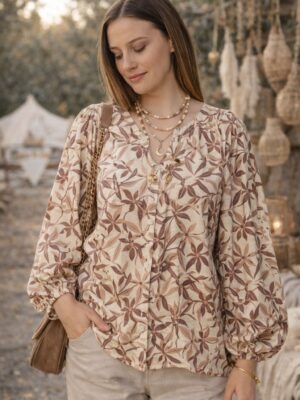 Camisa Flor Beige