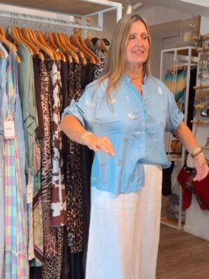 Camisa Celeste brillos